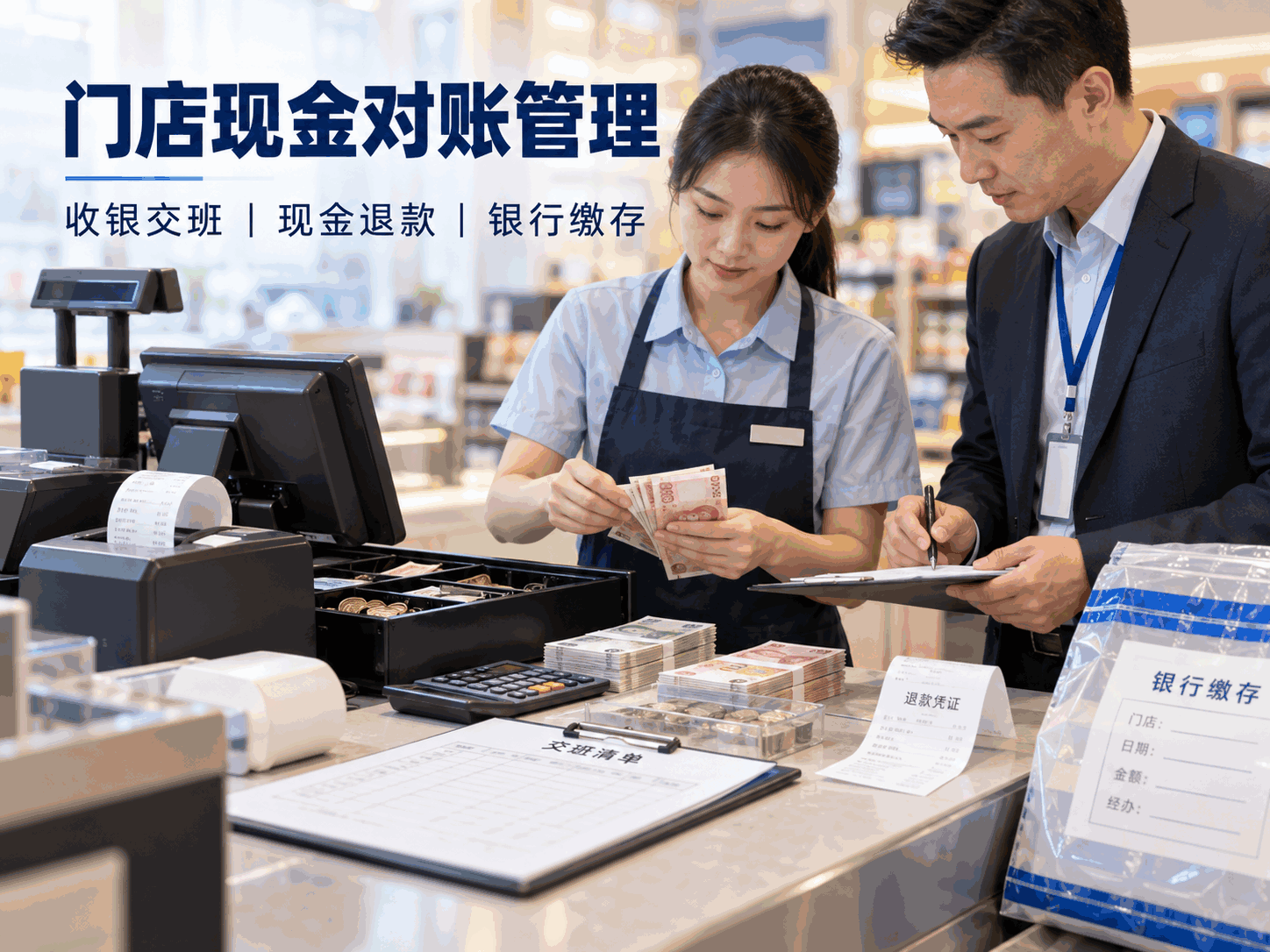 门店现金对账管理｜收银交班、现金退款与银行缴存