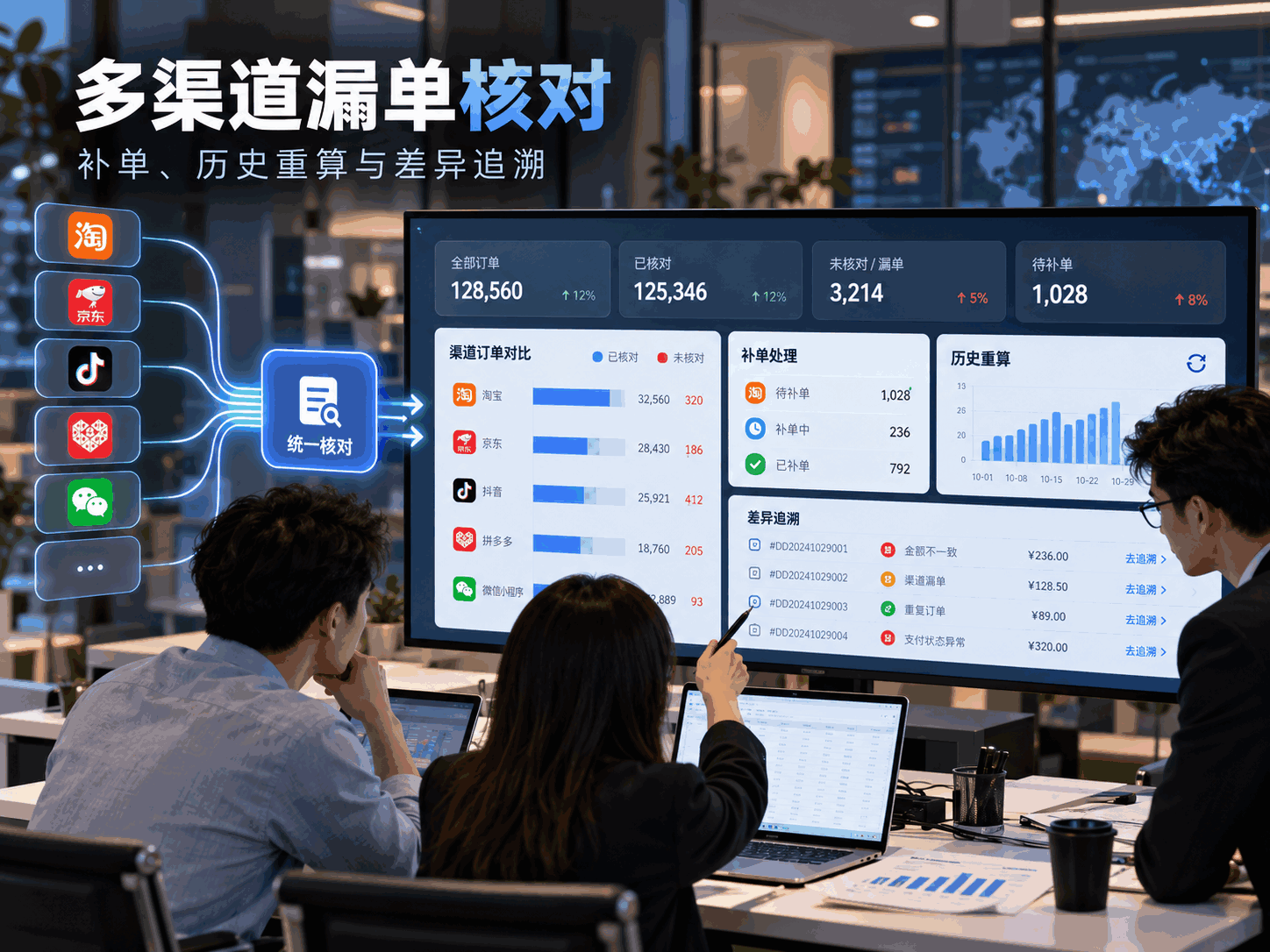 多渠道漏单核对｜补单、历史重算与差异追溯